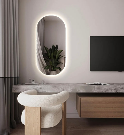 Lot de 2 Miroirs Ovalys LED – Salle de Bain avec Éclairage Intégré