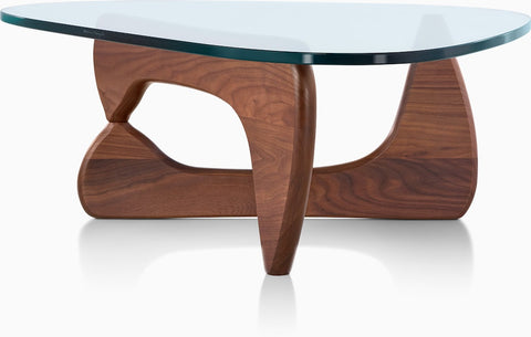 NOGUCHI – Table Basse Sculpturale en Verre Sécurisé et Bois