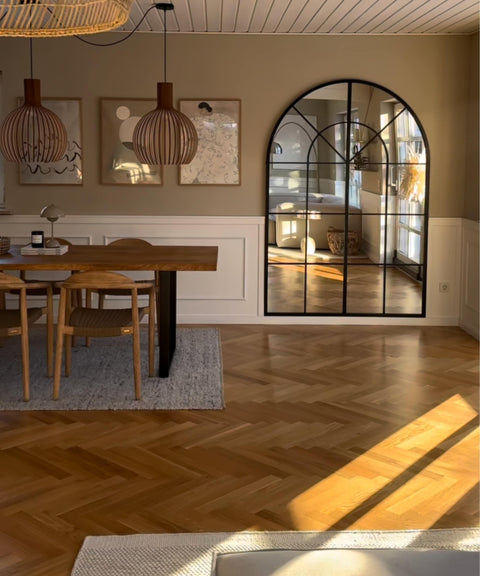 Miroir mural voûté inspiré des fenêtres architecturales