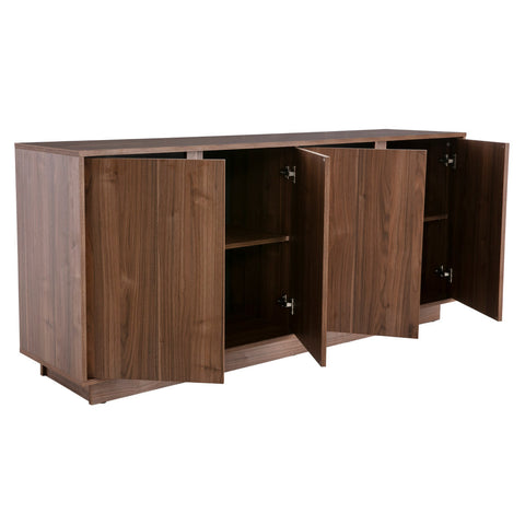 Buffet Scandinave 4 Portes L180 cm – Bois Plaqué Noyer | ELVIRA