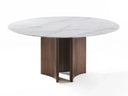 Table LORVENA – Plateau en Céramique & 3 Socles en Latte Massif Plaqué Noyer