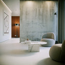 Table basse en marbre (Arabescato)