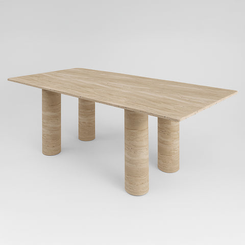 Table à Manger en Travertin Premium – Design Minimaliste & Élégant | BRUMARA