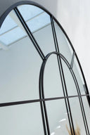 Black Arched Mirror with Grid Frame – Large Format 200×100 cm