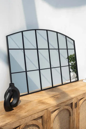 Miroir Mural Noir à Cadre Grillé – Format 120 x 80 cm