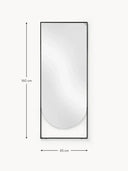 Matte Black Wall Mirror – Rectangular with Curved Edges (160 x 65 cm)