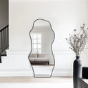 Miroir moderne pleine longueur en skaï noir SAVÉRIA