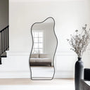 Miroir ondulé pleine longueur en skaï noir NOÉLIA
