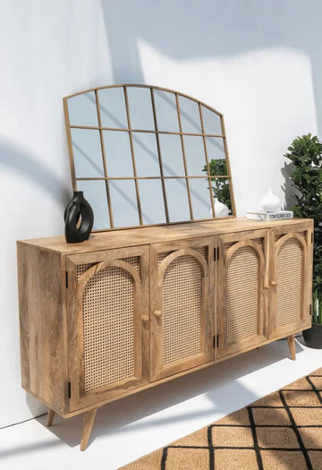 Miroir Mural Doré avec Motif Grillage – Format 120 x 80 cm