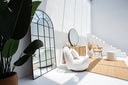 Black Arched Mirror with Grid Frame – Large Format 200×100 cm