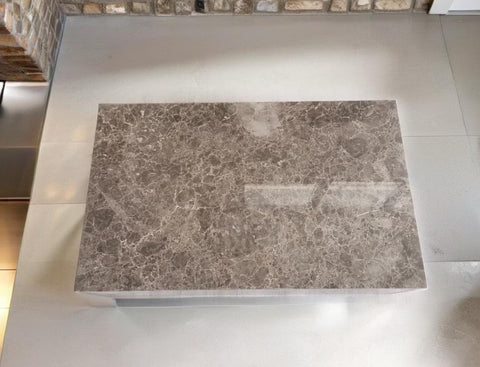 Table Basse IMPERIA – Marbre Marron Impérial, Design Élégant