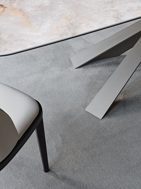Table à Manger SOLVIA – Plateau en Céramique & Pieds en Acier, Design Contemporain