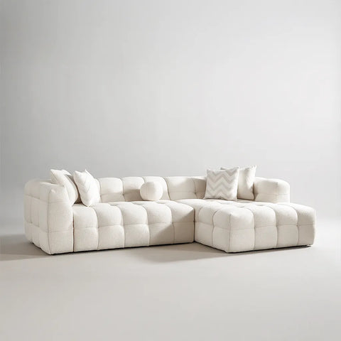 Canapé d’Angle ORLUNIA – Tissu Bouclette 290 cm, 4/5 Places