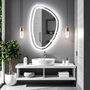 Miroir de salle de bain & lavabo LED sablé au laser VÉRONA