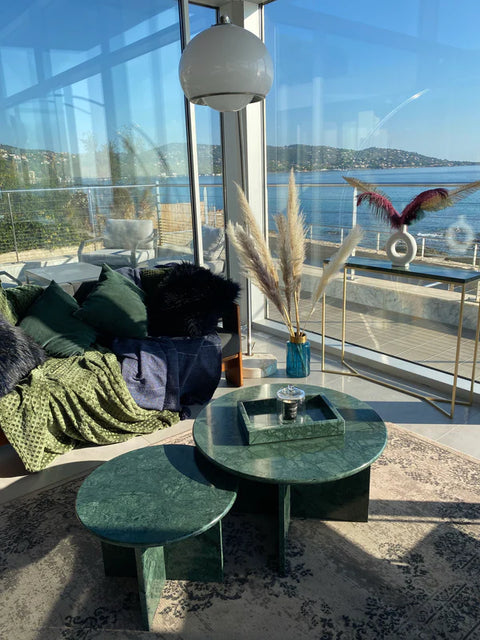 Tables gigognes en marbre vert du Guatemala – 100 % marbre