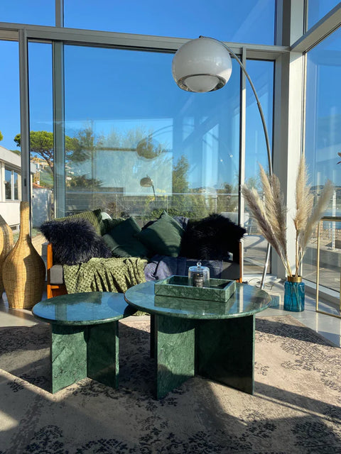 Tables gigognes en marbre vert du Guatemala – 100 % marbre