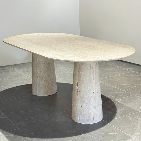 Table à Manger en Travertin Premium – Design Élégant & Contemporain | ARYON