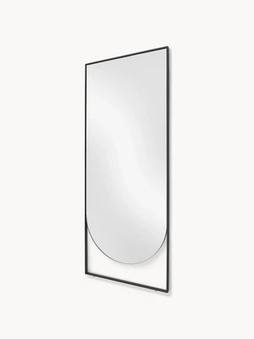 Miroir Mural Noir Mat – Format Rectangulaire et Finitions Courbées (160 x 65 cm)