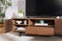 Meuble TV vintage en bois foncé avec niche ouverte ORÉLIA