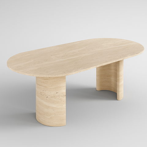 Table à Manger en Travertin Premium – Design Contemporain Élégant | MONZARA