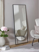 Matte Black Wall Mirror – Rectangular with Curved Edges (160 x 65 cm)