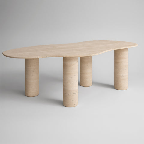 Table à Manger en Travertin Premium – Design Minimaliste & Élégant | Elvina
