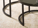 Round Nesting Coffee Tables – Black Marble and Metal Frame