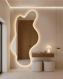 Grand miroir mural moderne ondulé sans cadre ISALINE