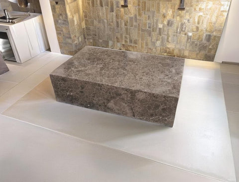Table Basse IMPERIA – Marbre Marron Impérial, Design Élégant