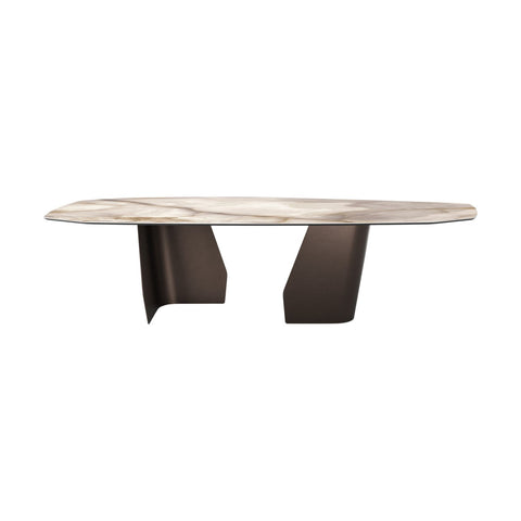 Table à Manger VLORY – Plateau en Céramique & Pieds en Acier, Design Contemporain