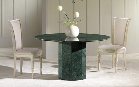 Table en Marbre Vert Guatemala 110 cm – Design Rond & Élégant sans chaises