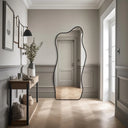Miroir ondulé pleine longueur en skaï noir NOÉLIA