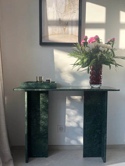 Console Signature en marbre vert 100 % naturel