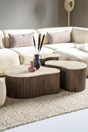 Table basse bois et travertin Travella