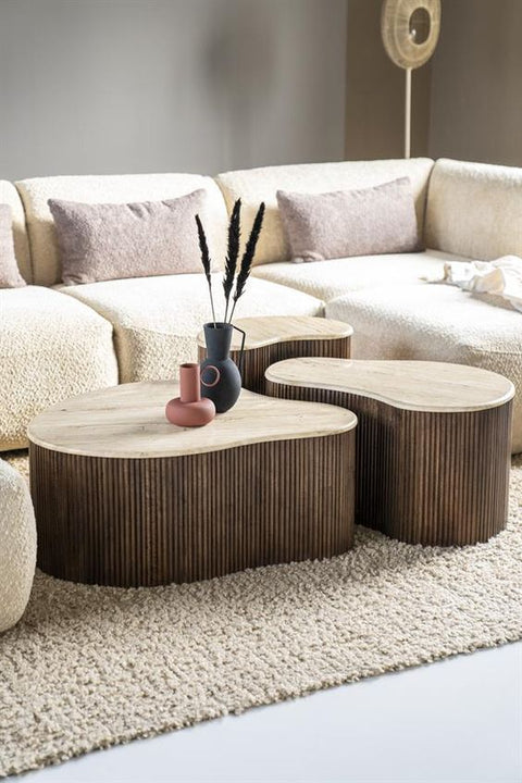 Table basse bois et travertin Travella