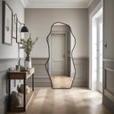 Miroir moderne pleine longueur en skaï noir SAVÉRIA