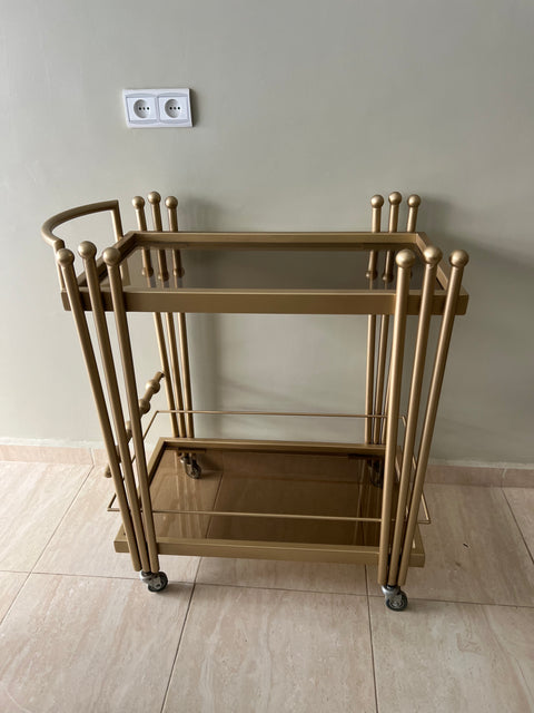 Chariot ROYAL à 2 Plateaux – Verre Bronze Sécurisé et Structure Métal Galvanisé