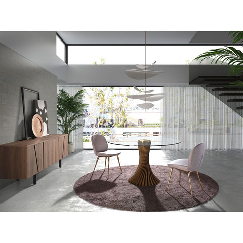 VELNOR – Buffet en Bois Plaqué Noyer avec Structure en Acier