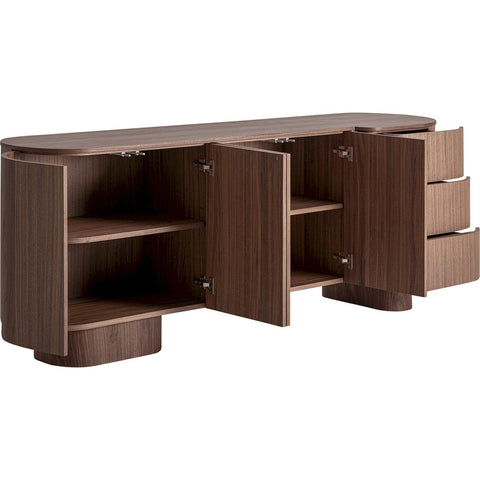 Buffet Contemporain en Noyer Plaqué avec Finition Brillante | MIRELIA