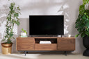 Meuble TV vintage en bois foncé avec niche ouverte ORÉLIA