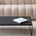 Table Basse Rectangulaire – Piètement Noir et Plateau en Marbre (Plusieurs Dimensions)