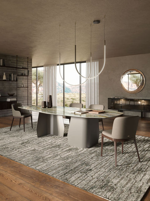 Table à Manger VLORY – Plateau en Céramique & Pieds en Acier, Design Contemporain