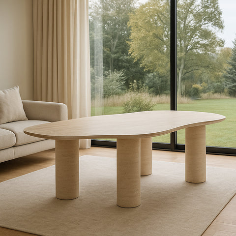 Table à Manger en Travertin Premium – Design Minimaliste & Élégant | Elvina