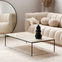 Table Basse Rectangulaire – Piètement Noir et Plateau en Marbre (Plusieurs Dimensions)