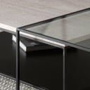 Duo de tables basses design en travertin et verre – Collection Célesto