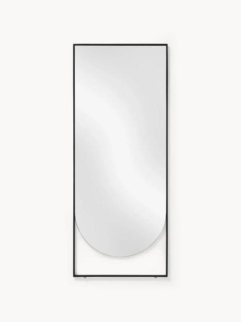 Miroir Mural Noir Mat – Format Rectangulaire et Finitions Courbées (160 x 65 cm)