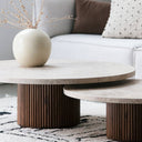 Tables basses en hêtre massif et travertin – Design contemporain Altura