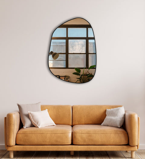 Miroir rond à cadre métallique noir finition satinée