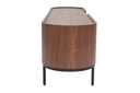 Meuble TV design en noyer foncé et métal noir avec rangements VALÉOR