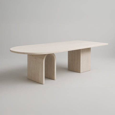 Table à Manger en Travertin 240×110 cm – Design Élégant en Pierre Naturelle | ARCELIA